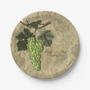 Assiettes En Carton Vignoble vert de raisins épousant la partie