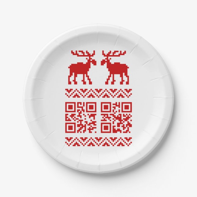 Assiettes En Carton Vilain Sweater QR Code Bonne année! (Devant)