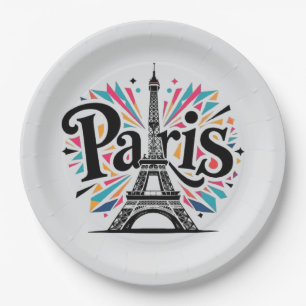Assiettes En Carton Ville des Lumières : Art typographique gras de Par