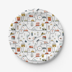 Assiettes En Carton Ville Voitures Anniversaire