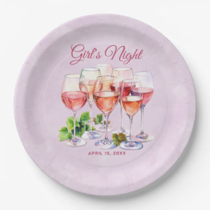 Assiettes En Carton Vin de nuit pour filles roses