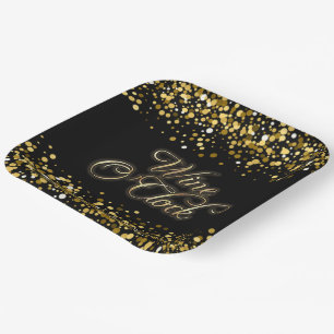 Assiettes En Carton Vin O'Clock Gold Sparkle Carré