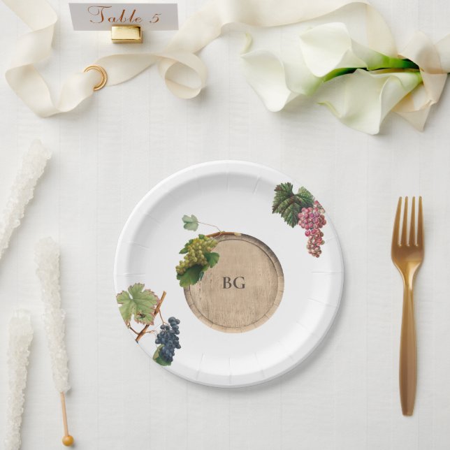 Assiettes En Carton Vin rustique Barrel Vignoble Mariage (Mariage)