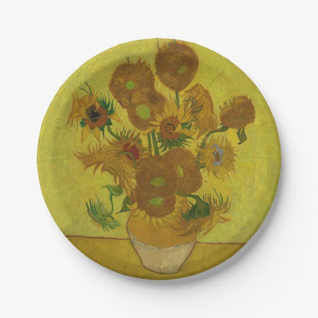 Assiettes En Carton Vincent Van Gogh 15 Peinture de tournesols (Devant)