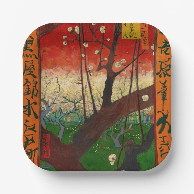 Assiettes En Carton Vincent van Gogh - Arbre à prune floraison (Recto)