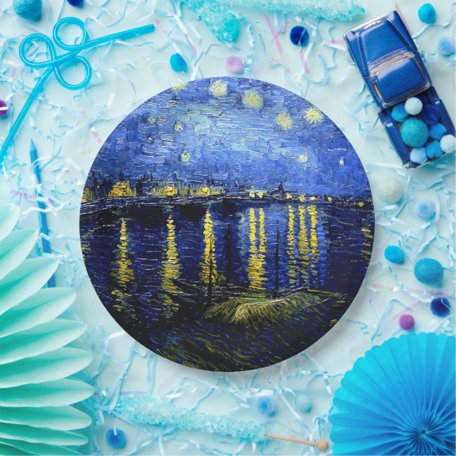 Assiettes En Carton Vincent van Gogh art, Starry Night over Rhone (Fête)