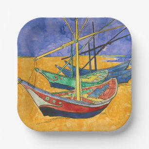 Assiettes En Carton Vincent van Gogh - Bateaux de pêche sur la plage