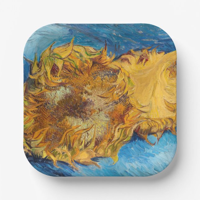 Assiettes En Carton Vincent van Gogh - Deux tournesols coupés (Recto)