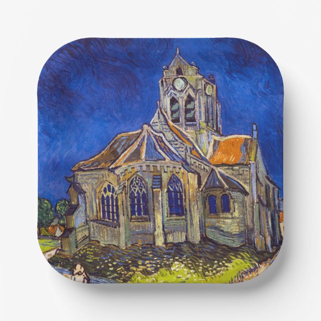 Assiettes En Carton Vincent van Gogh - L'église d'Auvers (Recto)