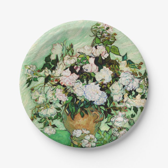 Assiettes En Carton Vincent Van Gogh Roses (1890) (Devant)