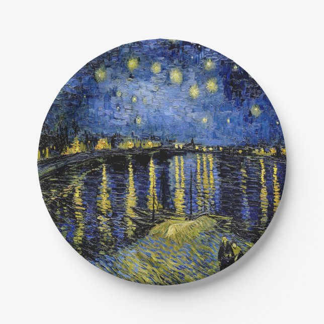 Assiettes En Carton Vincent Van Gogh Starry Nuit 1888 Plaques en papie (Devant)