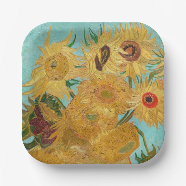 Assiettes En Carton Vincent Van Gogh - Vase avec douze tournesols (Recto)
