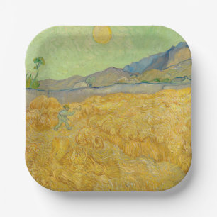 Assiettes En Carton Vincent van Gogh - Wheatfield avec une Faucheuse