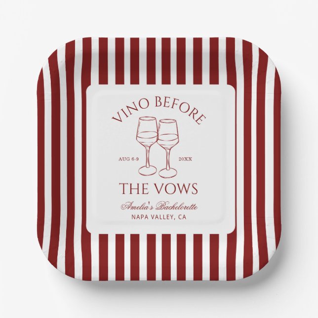 Assiettes En Carton Vino avant le week-end de bachelorette Vows (Recto)