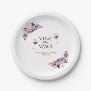 Assiettes En Carton Vino Before Vows Fleurs Roses Mariage