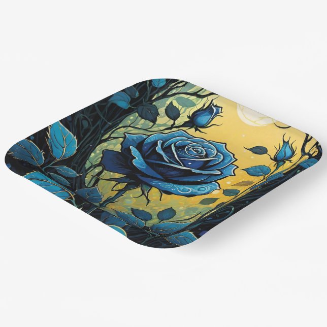 Assiettes En Carton Vins Roses bleus 2 (Angulaire)