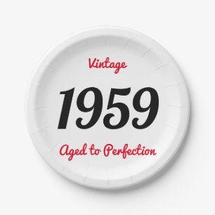 Assiettes En Carton Vintage 1959 Vieilli à la Perfection 60 Fête d'ann