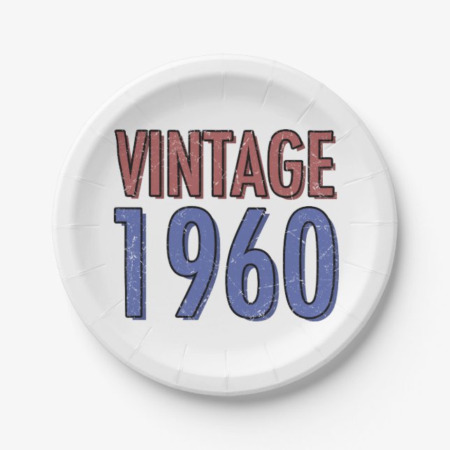 Assiettes En Carton Vintage 1960 60e anniversaire (Devant)
