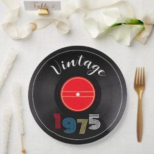 Assiettes En Carton Vintage 1975 Retro Stripe Record 50e anniversaire