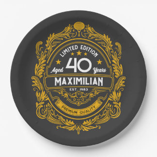 Assiettes En Carton Vintage 40e anniversaire Whiskey Étiquette avec vo