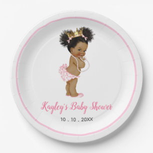 Assiettes En Carton Vintage Africaine Américaine Princesse Bébé rose