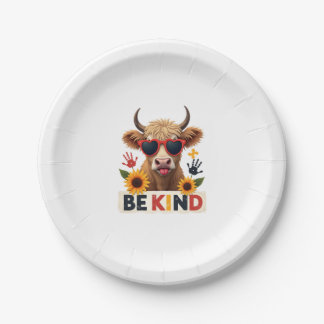 Assiettes En Carton Vintage Autism Highland Cow Be Kind Rainbow Puzzle