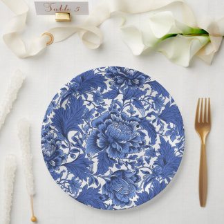 Assiettes En Carton Vintage bleu et blanc chintz traditionnel