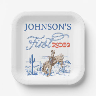 Assiettes En Carton Vintage Blue Western Desert Rodeo 1er anniversaire