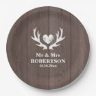 Vintage bois cerf antler mariage plaque