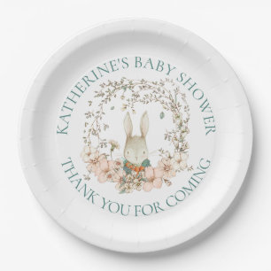 Assiettes En Carton Vintage Bunny Florals de lapin Nom du garçon Baby