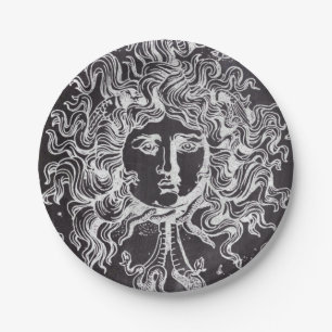 Assiettes En Carton vintage chalkboard Greek mythology Gorgon medusa