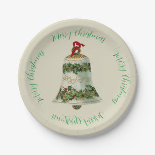 Assiettes En Carton Vintage Christmas Holly Bell & voeux de Noël