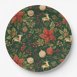 Assiettes En Carton Vintage Christmas Pattern - Paper Plates