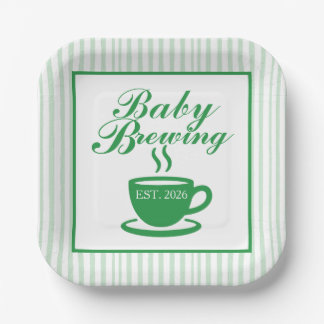 Assiettes En Carton Vintage Coffee Shop Baby Shower - Vintage Green