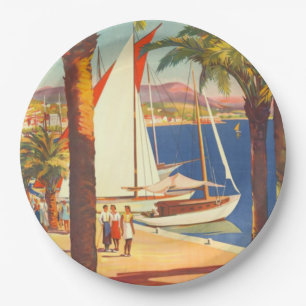 Assiettes En Carton Vintage Côte d'Azur Voyage en France