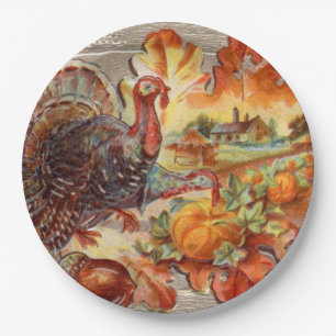 Assiettes En Carton vintage dinde Thanksgiving Plaque papier de vacanc