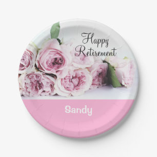 Assiettes En Carton Vintage Floral Joyeuse Retraite Rose violet Roses