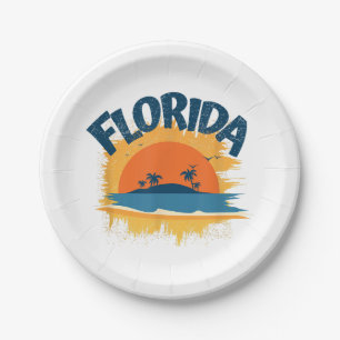 Assiettes En Carton Vintage Florida Retro Tee Design Sunshine