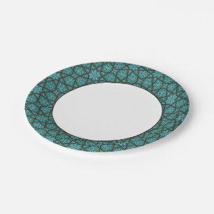 Assiettes En Carton Vintage gris arabe égyptien Motif géométrique