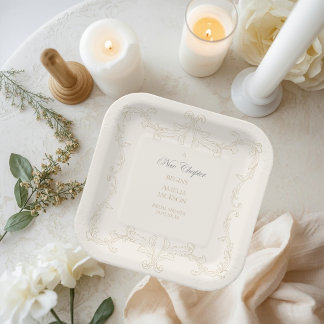 Assiettes En Carton Vintage Ivory Book New Chapter Begins Shower 