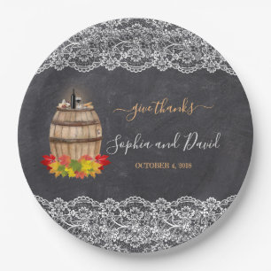 Assiettes En Carton Vintage Lace Winch Chalk Thanksgiving Mariage