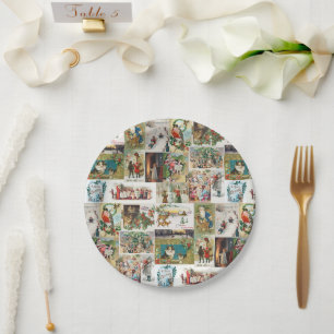 Assiettes En Carton Vintage Noël Antique Collage Xmas