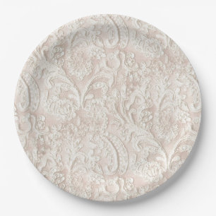 Assiettes En Carton Vintage pâlissez - la dentelle rose