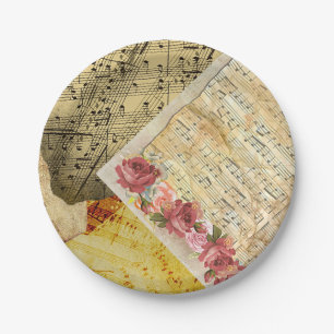 Assiettes En Carton Vintage Partition Musique Notes musicales Plaques 