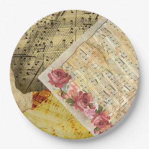 Assiettes En Carton Vintage Partition Musique Notes musicales Plaques