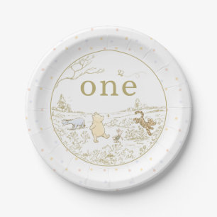 Assiettes En Carton Vintage Pooh 40 acres Bois 1er anniversaire