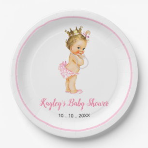 Assiettes En Carton Vintage Princesse Blonde Bébé Pantalon rose rouffl