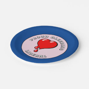 Assiettes En Carton Vintage Red Bleeding Heart Liberal Pop Art