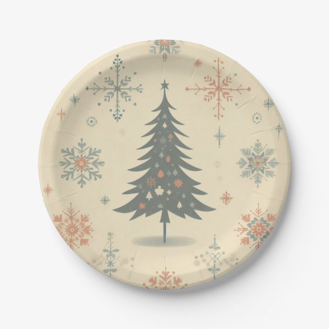 Assiettes En Carton Vintage/rétro moderne Noël/hiver (Devant)