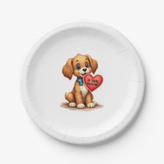 Assiettes En Carton Vintage Retro Valentine's Day Puppy Dog Valentine 
